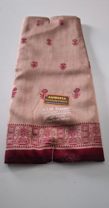 Cream With Maroon Punam saree