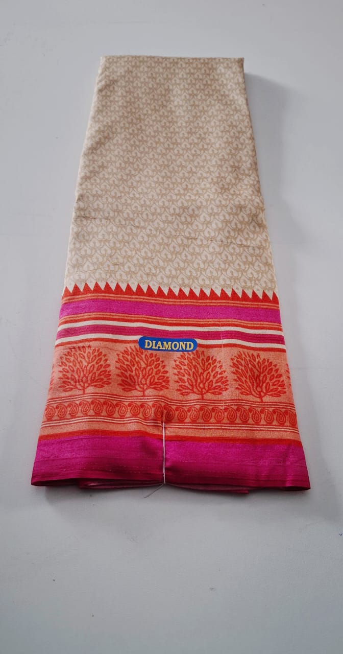 Cream With Pink  Punam Saree