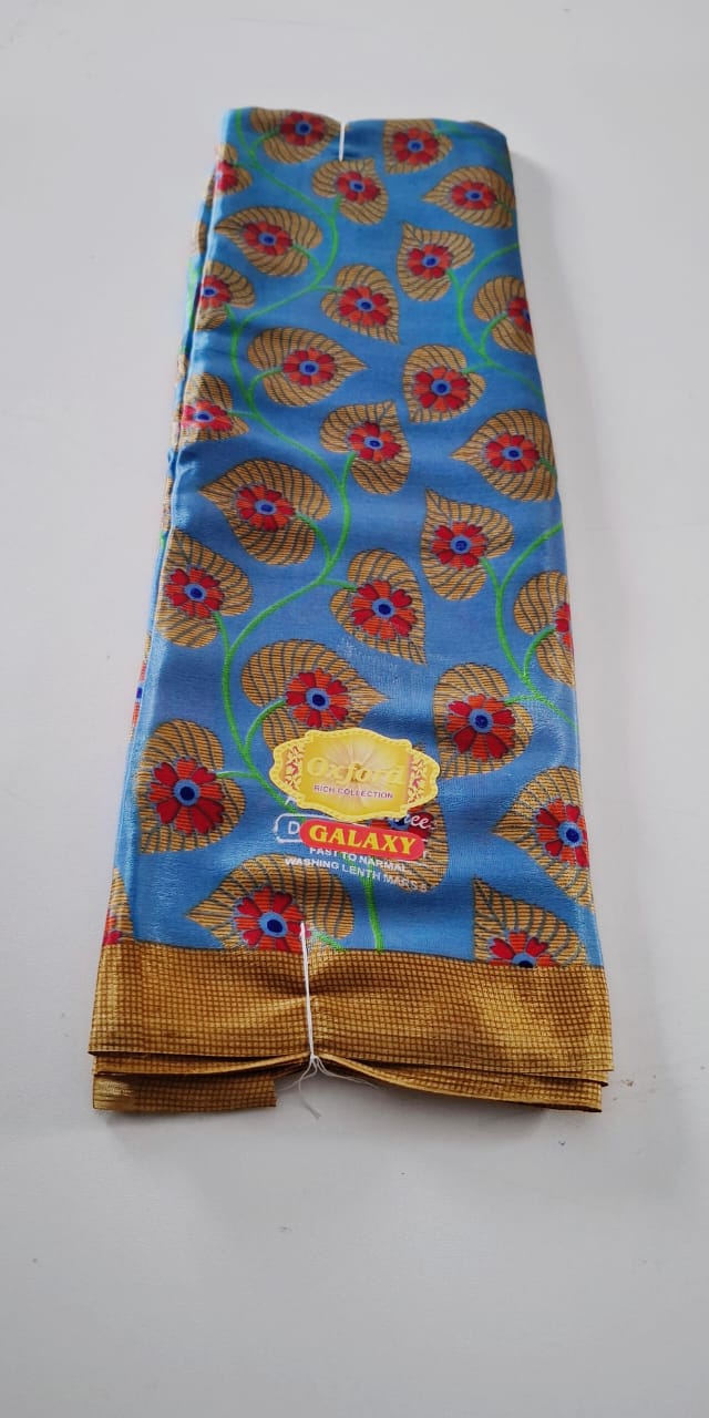 Sky Blue With Golden Colour Punam Saree