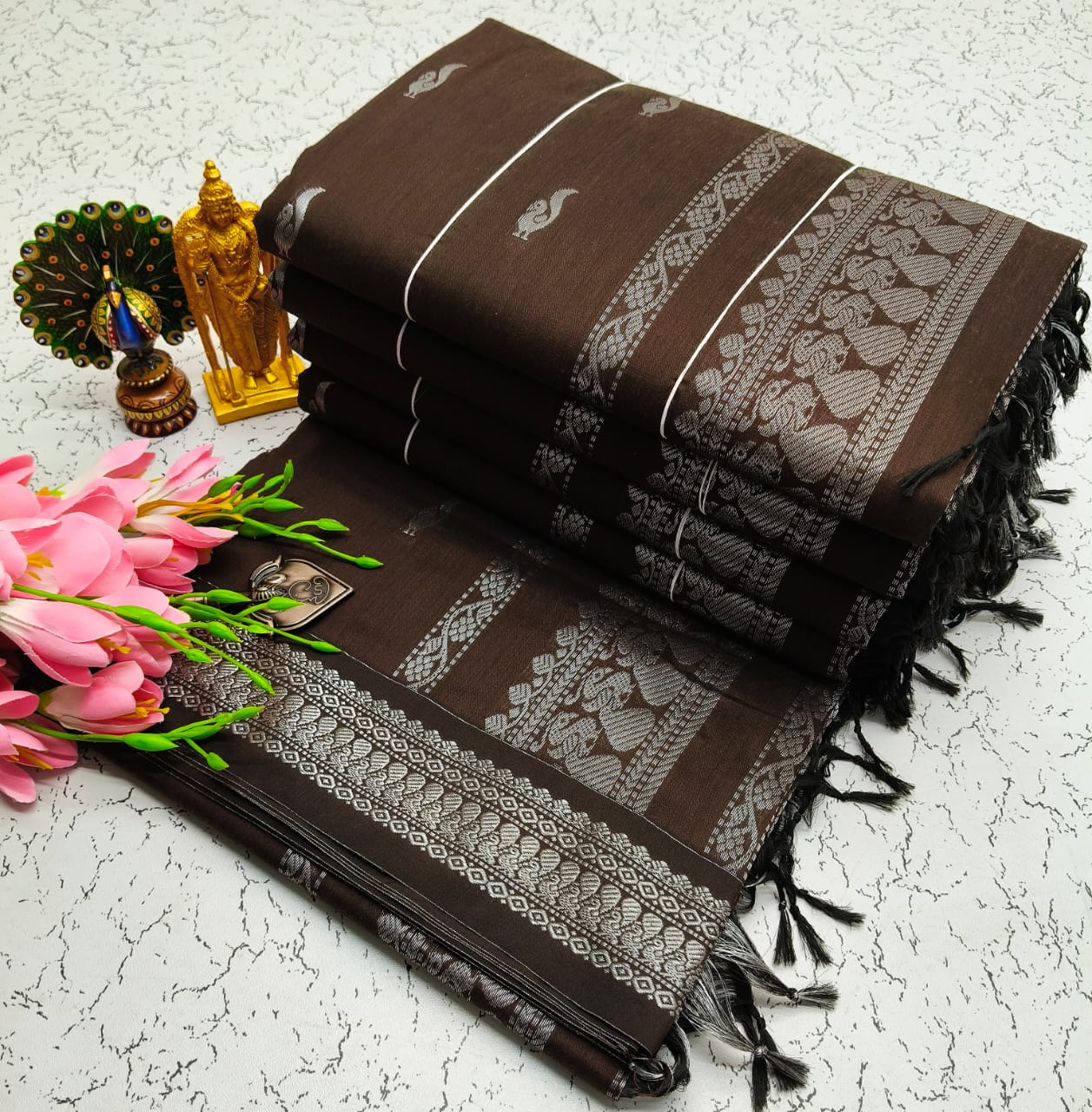 Copy Brown Kalyani Cotton Saree