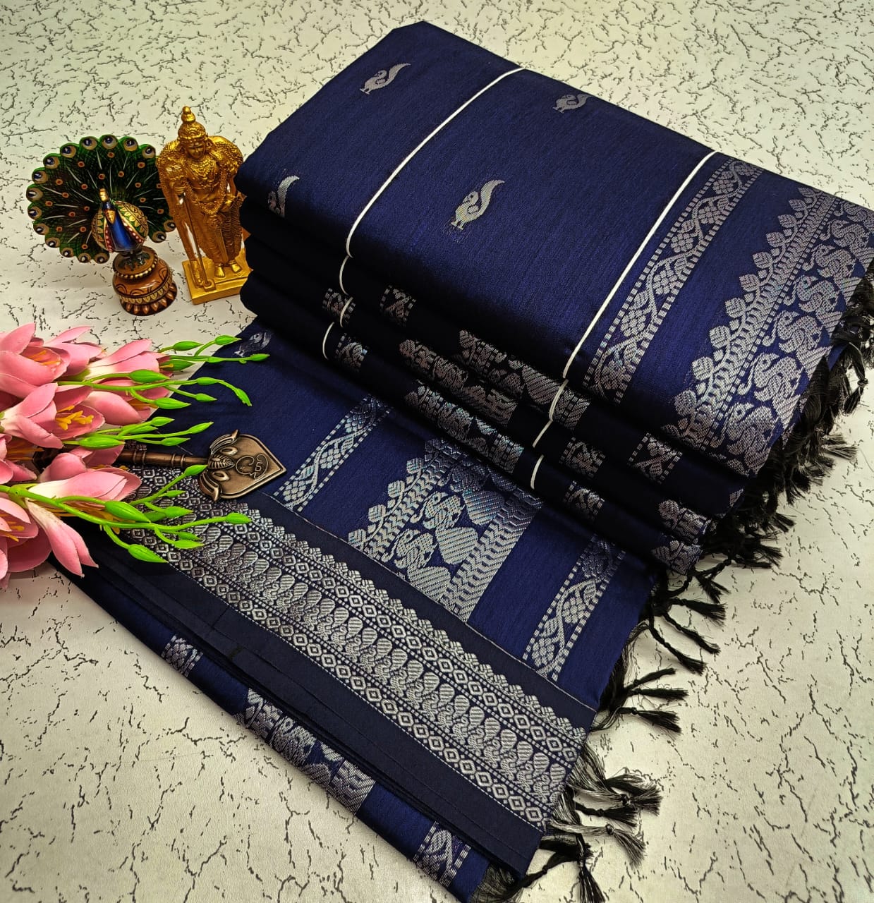 Dark Blue Kalyani Cotton Saree