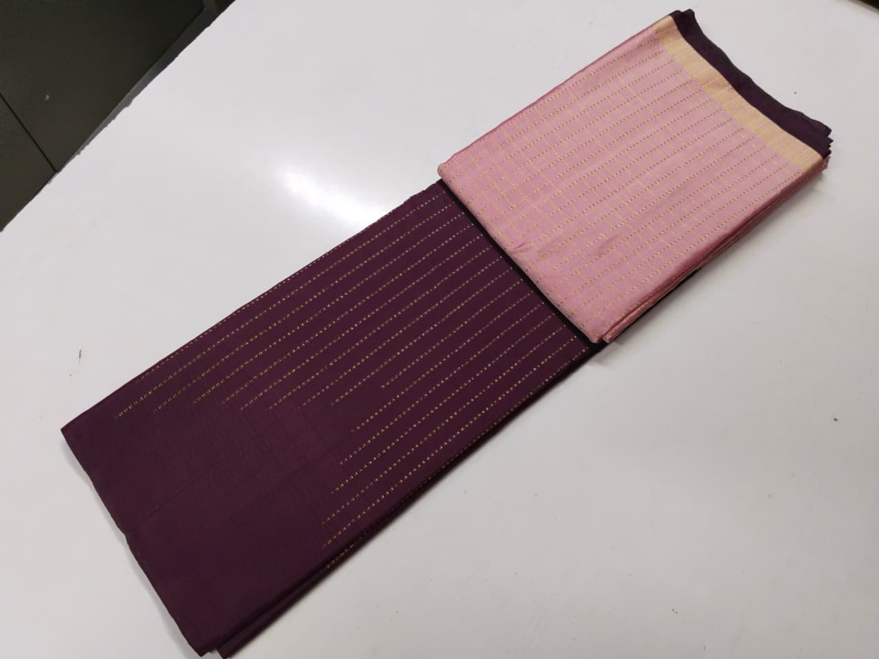 Light Orange With Brown Arani Double Colour Silk Saree