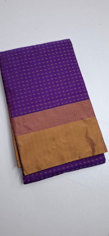 Violet With Golden Arani Pluse Silk Saree