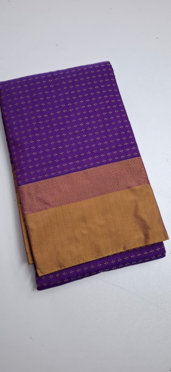 Violet With Golden Arani Pluse Silk Saree