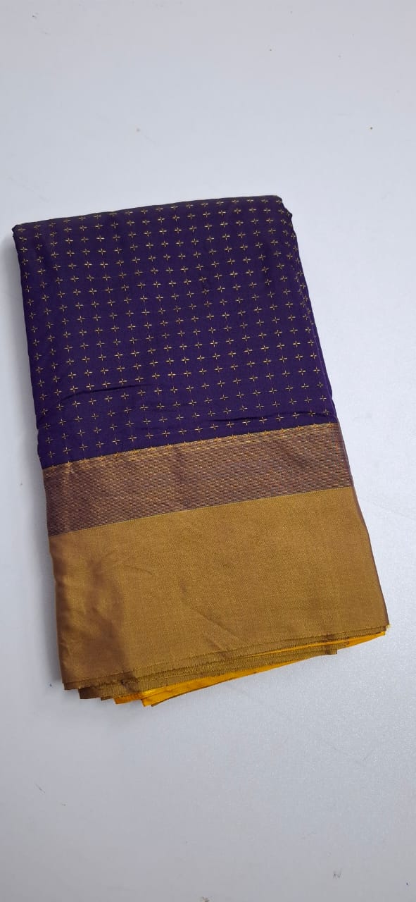 Dark Blue With Golden Arani Pluse Silk Saree