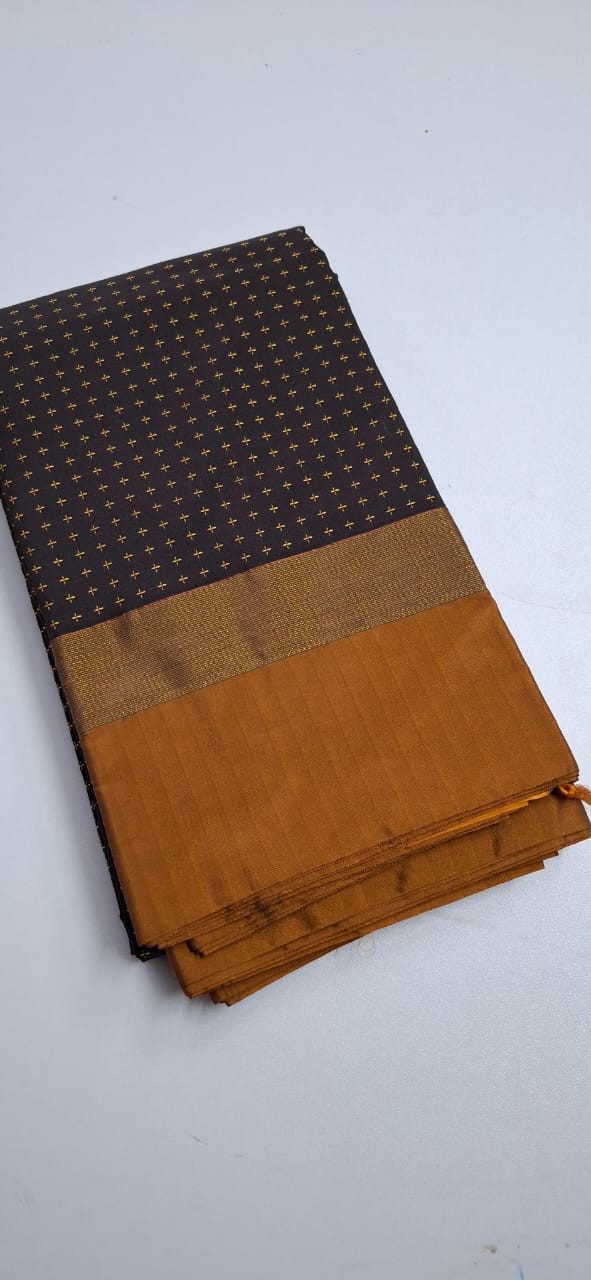 Copy Brown With Golden Arani Pluse Silk Saree