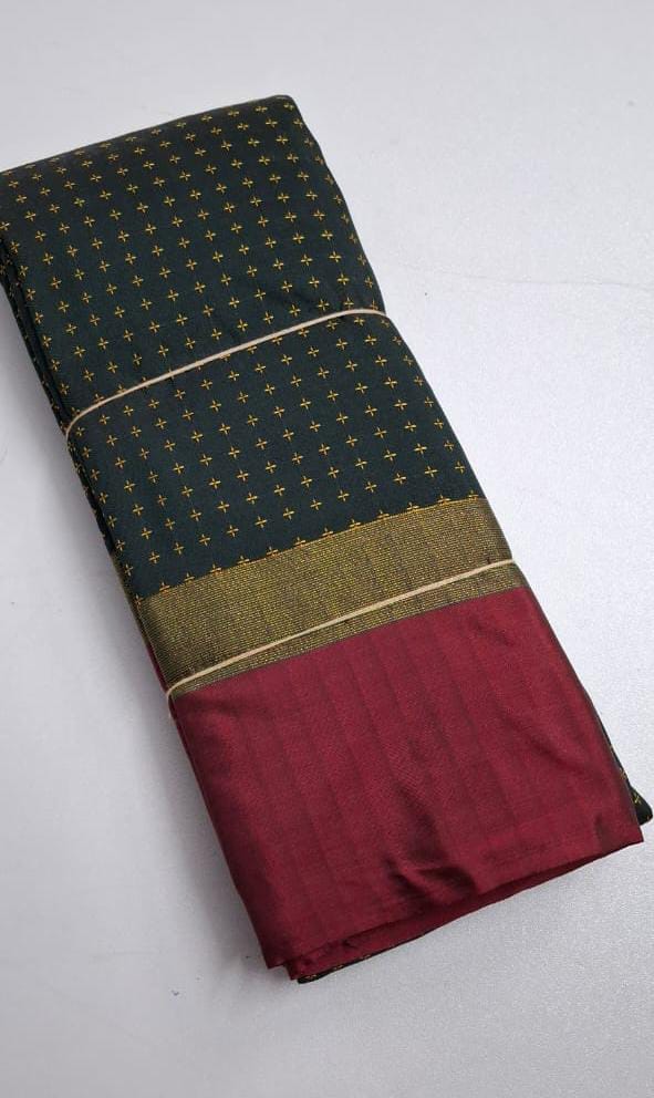 Dark Green With Pink Arani Pluse Silk Saree
