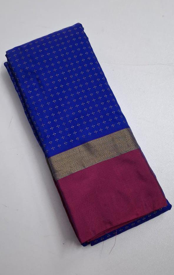 ROYAL BLUE WITH DARK MAGENTA COLOR AARANI PLUS SILK SAREE