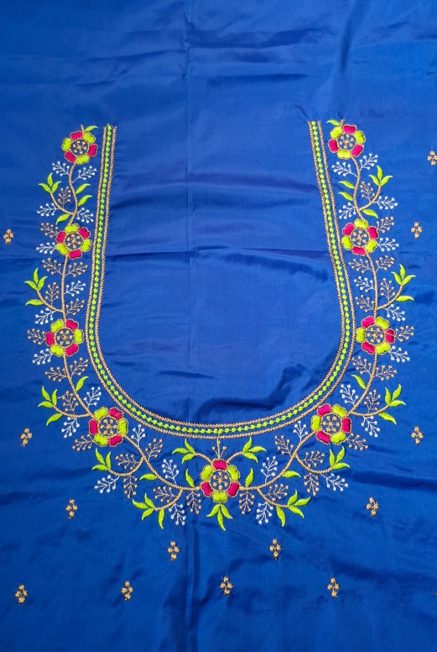 Royal Blue Embroidery Blouse Piece