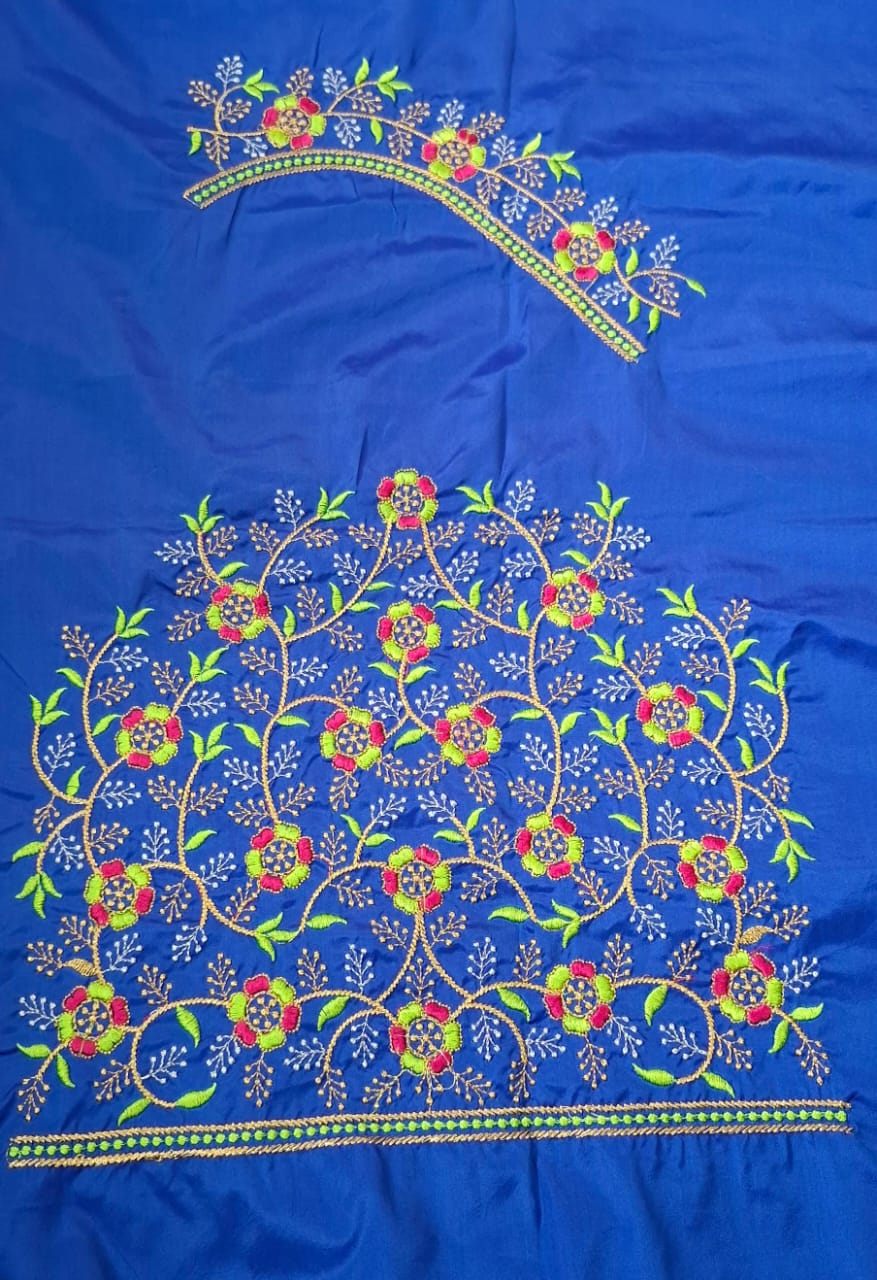Royal Blue Embroidery Blouse Piece