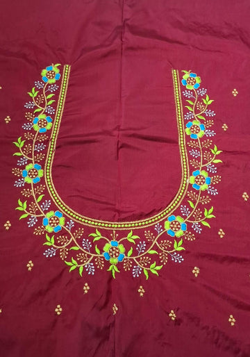 Brown Embroidery Blouse Piece