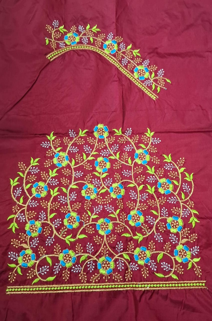 Brown Embroidery Blouse Piece