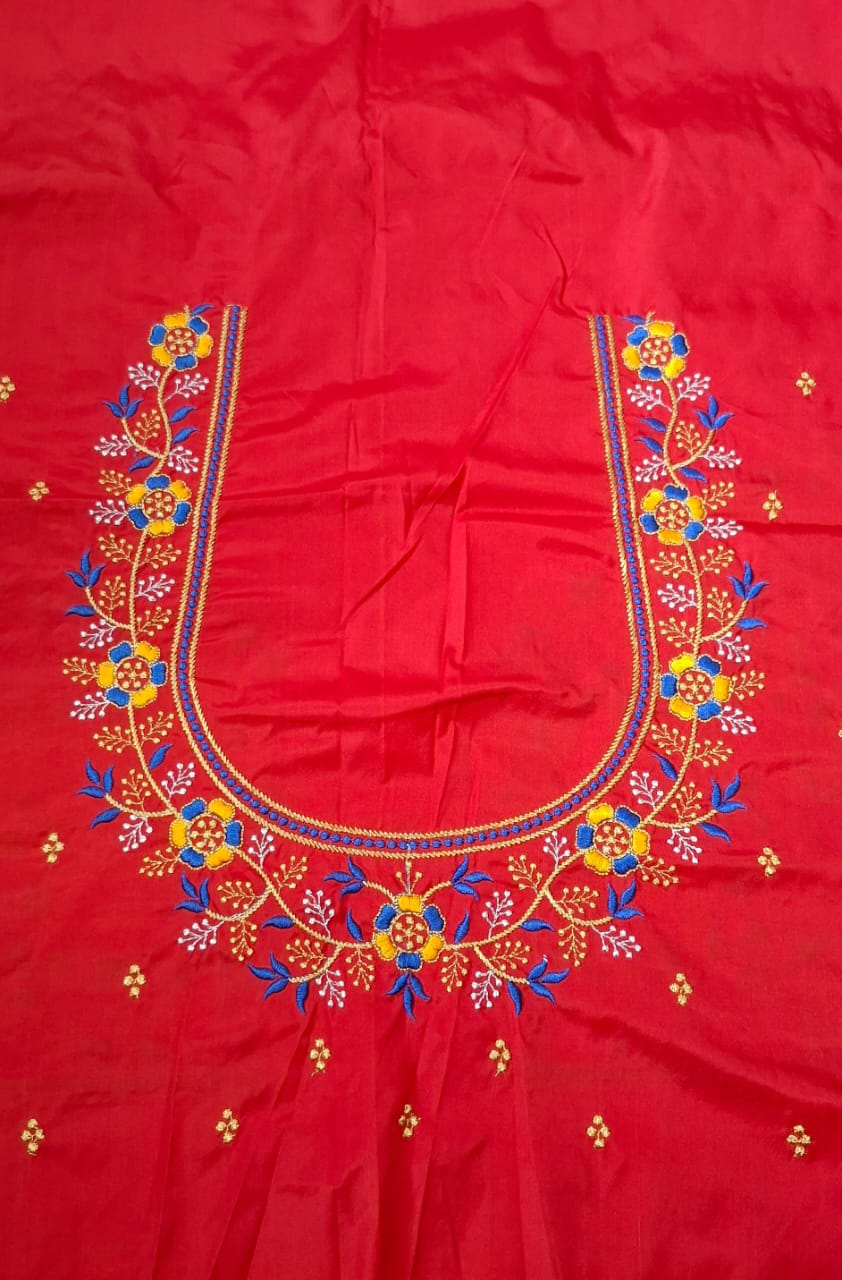 Red Embroidery Blouse Piece
