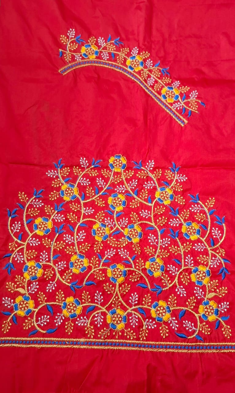 Red Embroidery Blouse Piece