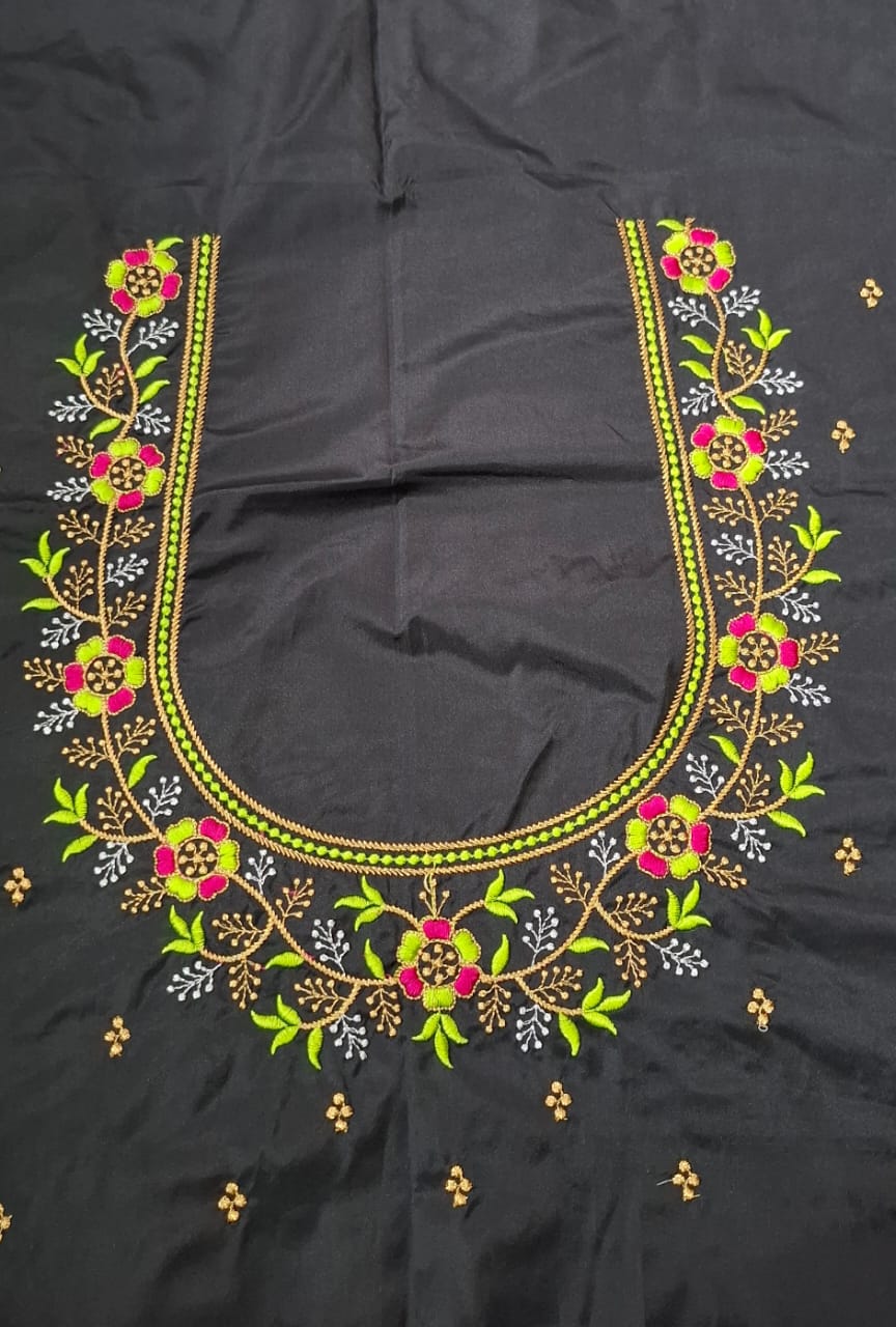 Black Embroidery Blouse Piece