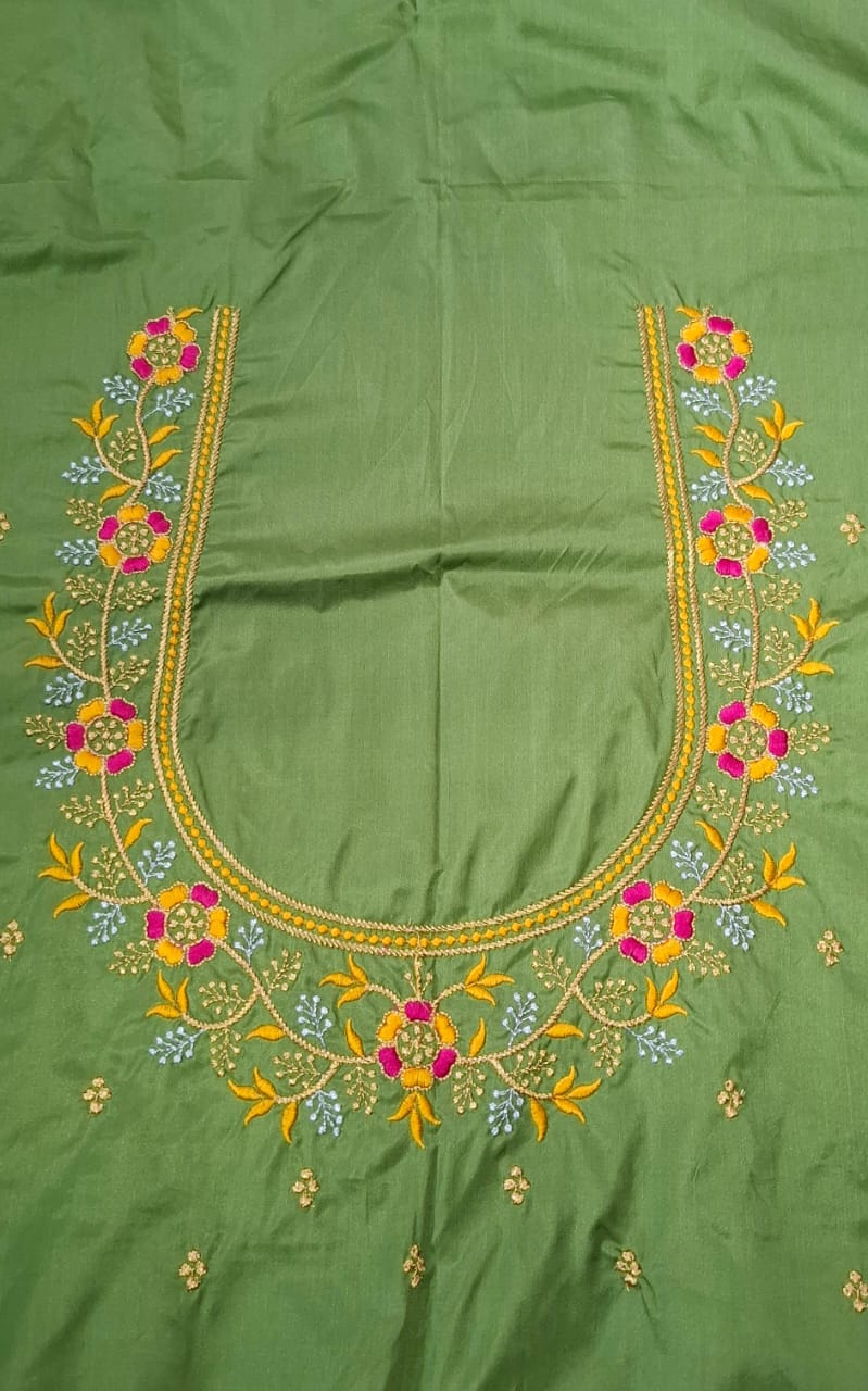 Green Embroidery Blouse Piece