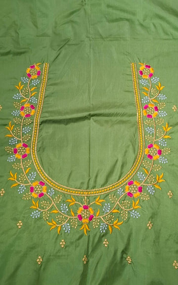 Green Embroidery Blouse Piece