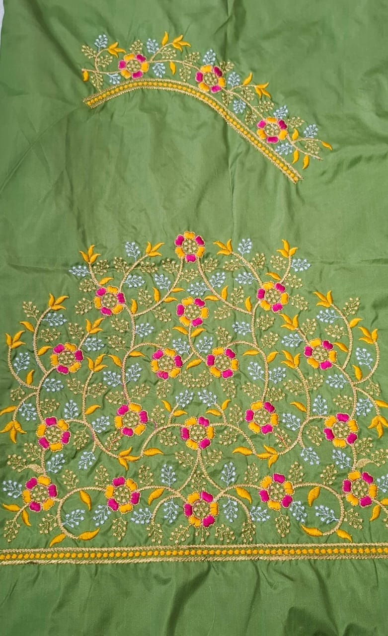 Green Embroidery Blouse Piece