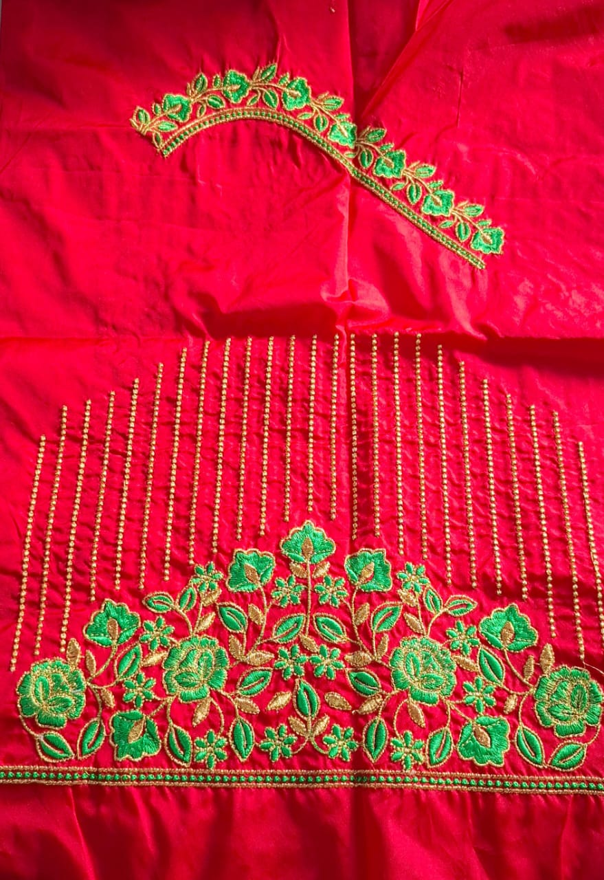 Red Embroidery Blouse Piece
