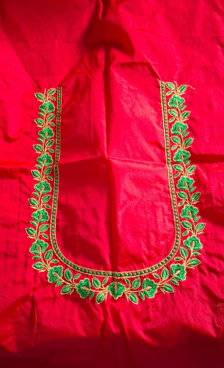Red Embroidery Blouse Piece