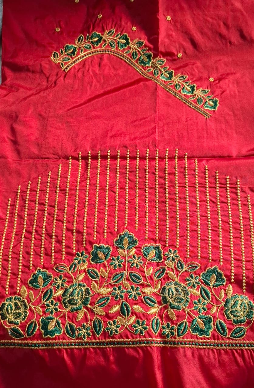 Red Embroidery Blouse Piece