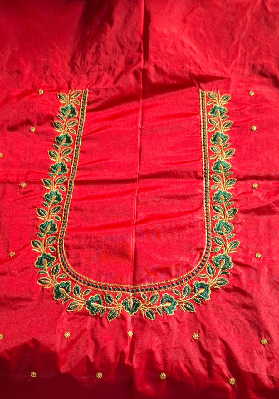 Red Embroidery Blouse Piece