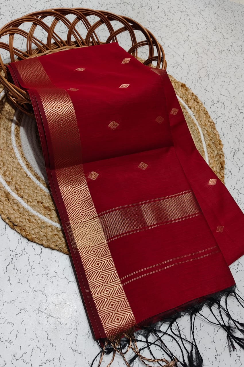 RED COLOR NAYANTHARA -INSPIRED MAHESWARI COTTON SAREE