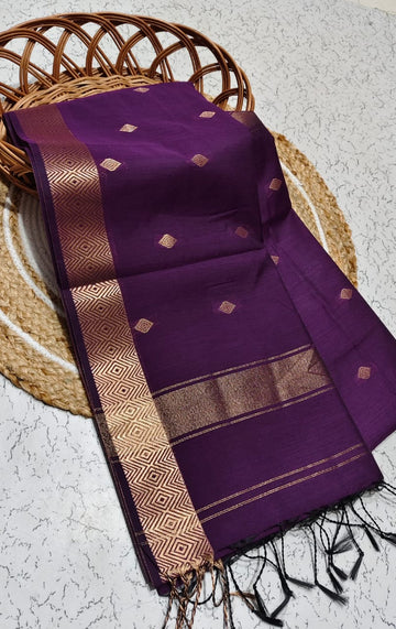 ROYAL PURPLE NAYANTHARA-INSPIRED MAHESWARI COTTON SAREE