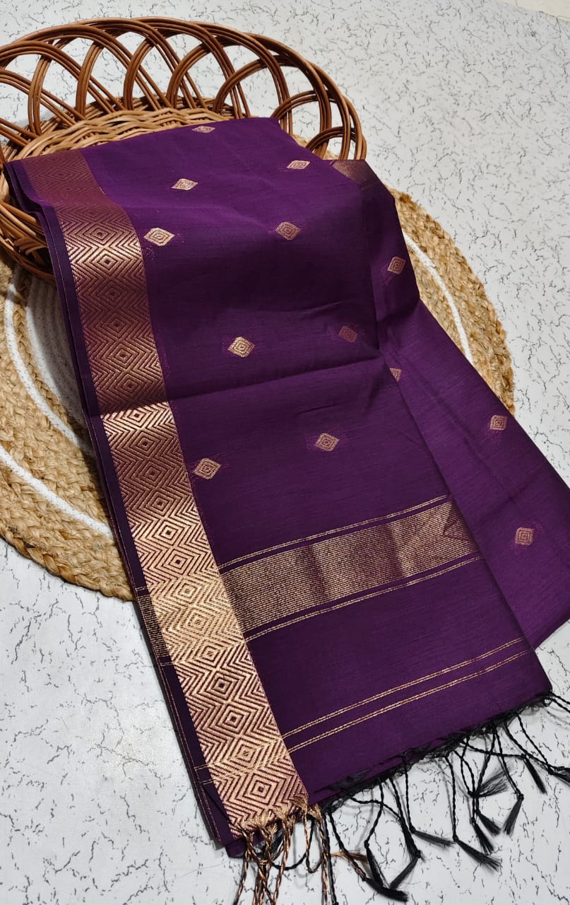 ROYAL PURPLE NAYANTHARA-INSPIRED MAHESWARI COTTON SAREE