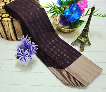 DARK BROWN WITH HALF WHITE BORDER AARANI SILK SAREE