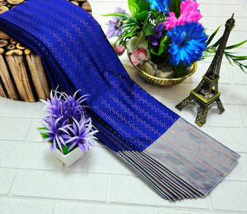ROYAL BLUE WITH ASH COLOR BORDER AARANI SILK SAREE