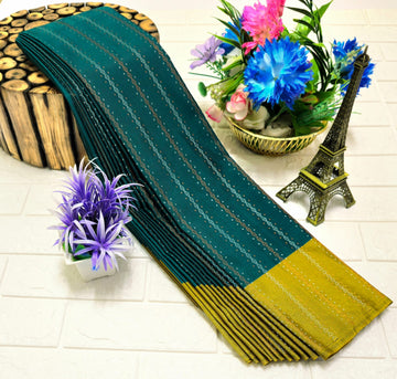DARK GREEN WITH GREENISH YELLOW AARANI SILK SAREE
