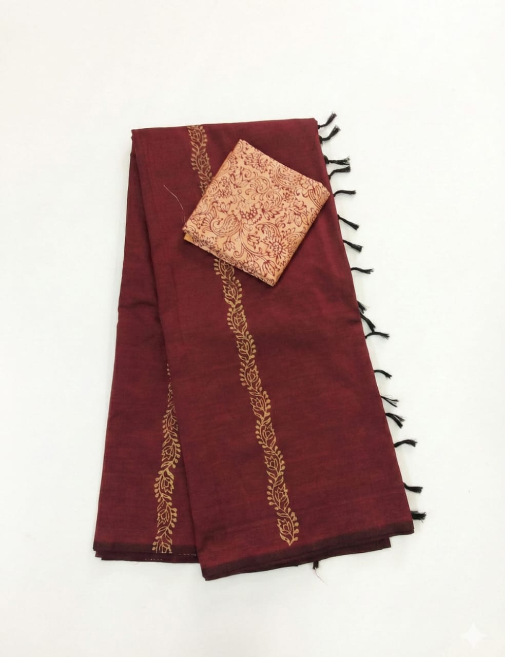 DEEP MAROON WITH BEIGE SOUTH COTTON