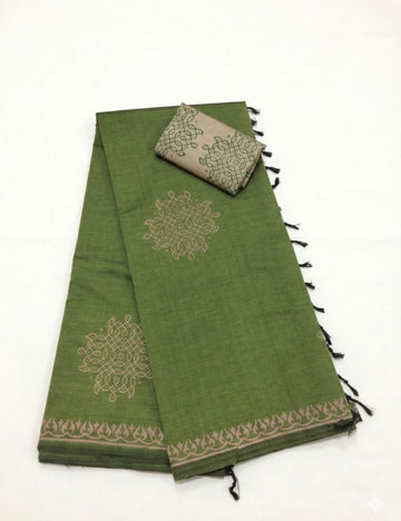 OLIVE GREEN WITH MUTED GREEN SOUTH COTTON