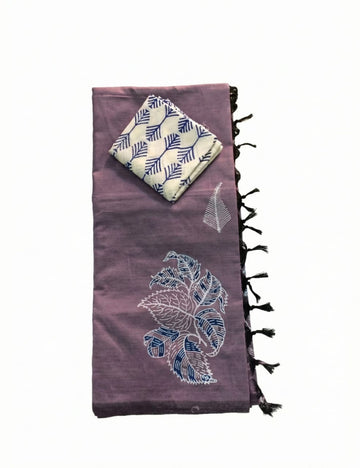 SOFT PURPLE WITH DUSTY MAUVE SOUTH COTTON SAREE
