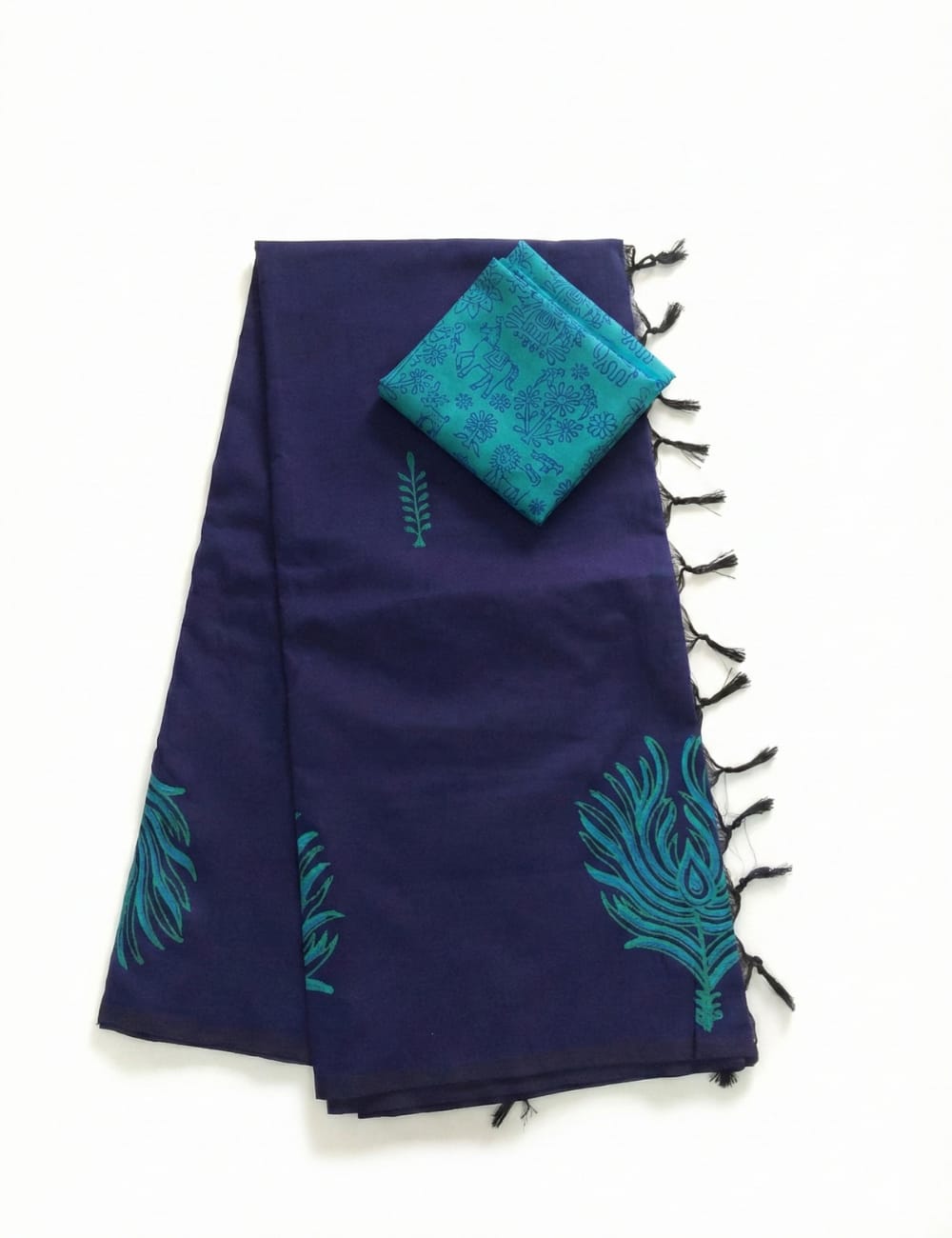 DEEP NAVY BLUE WITH LIGHT BLUE SOUTH COTTON