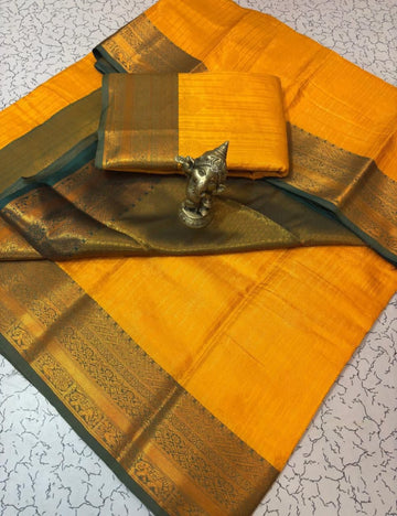 MUSTARD YELLOW WITH GREEN TRADITIONAL BUTTAS