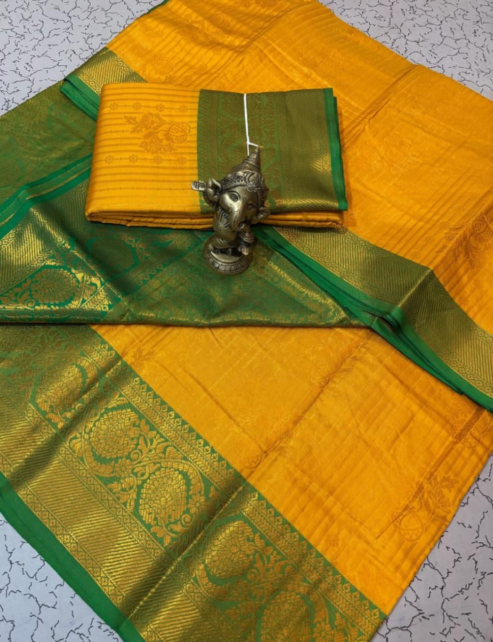 GOLDEN YELLOW WITH GREEN TRADITIONAL BUTTAS