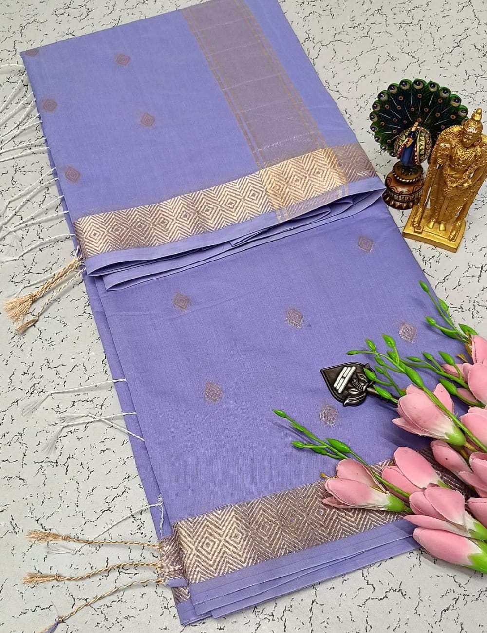 LAVENDER COLOR NAYANTHARA INSPIRED MAHESHWARI COTTON SAREE
