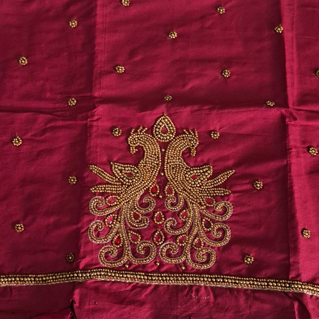 MAROON COLOR AARI WORK DESIGN BLOUSE PIECE