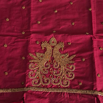 MAROON COLOR AARI WORK DESIGN BLOUSE PIECE