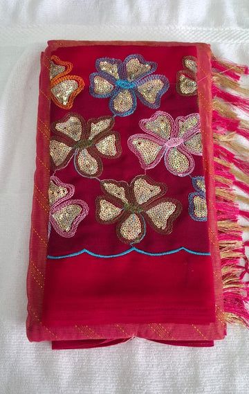 SAMANTHA PINK COLOR SAREE WITH DESIGNER BLOUSE