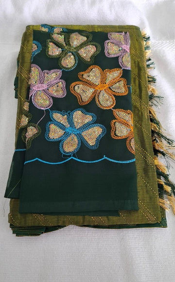 SAMANTHA GREEN COLOR SAREE WITH DESIGNER BLOUSE