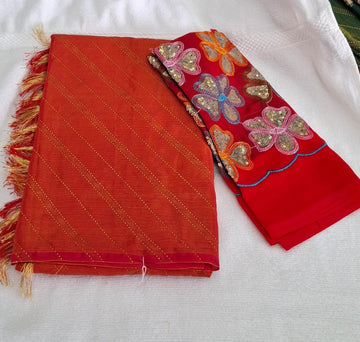 SAMANTHA RED COLOR SAREE WITH DESIGNER BLOUSE