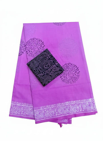 LAVENDER COLOR SOUTH COTTON SAREE
