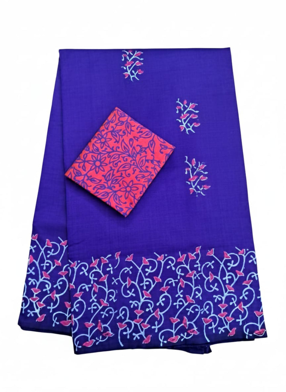 ROYAL BLUE COLOR  SOUTH COTTON SAREE