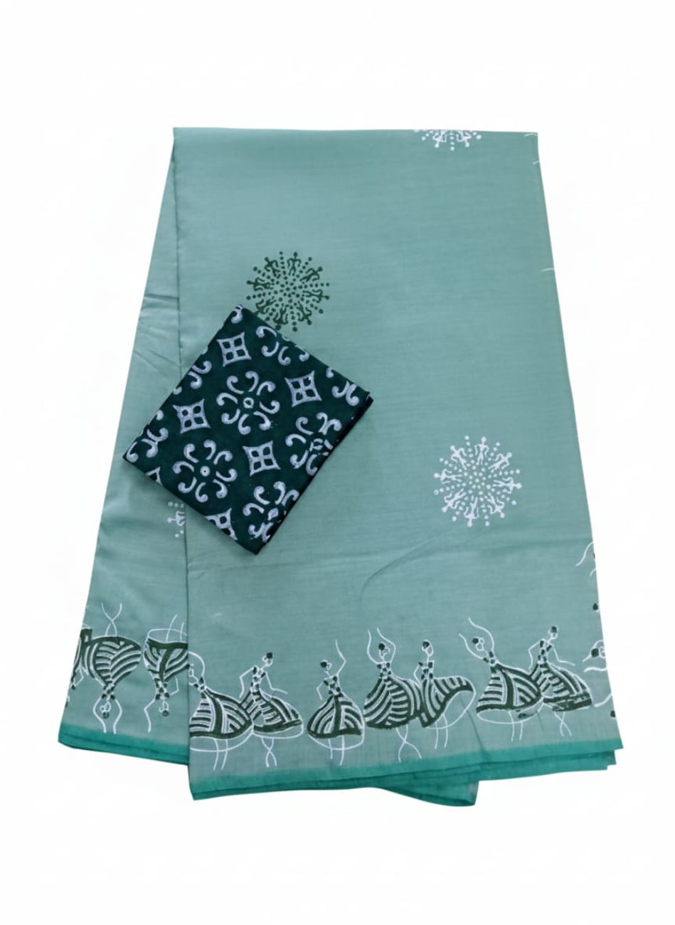 SKY BLUE COLOR SOUTH COTTON SAREE