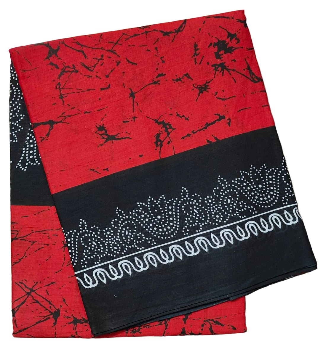 RED WITH BLACK COLOR MULMUL COTTON SAREE