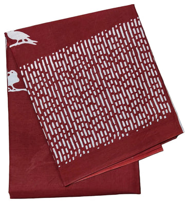 RED WITH WHITE COLOR DESIGN MULMUL COTTON SAREE