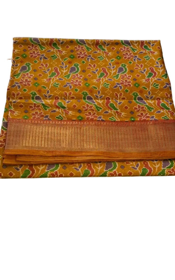MUSTARD YELLOW PATOLA SILK SAREE